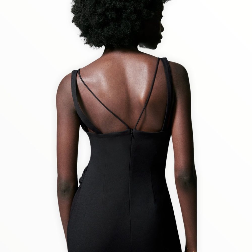 ZARA Women | Black | MINI DRESS WITH KNOT - Picture 6 of 10